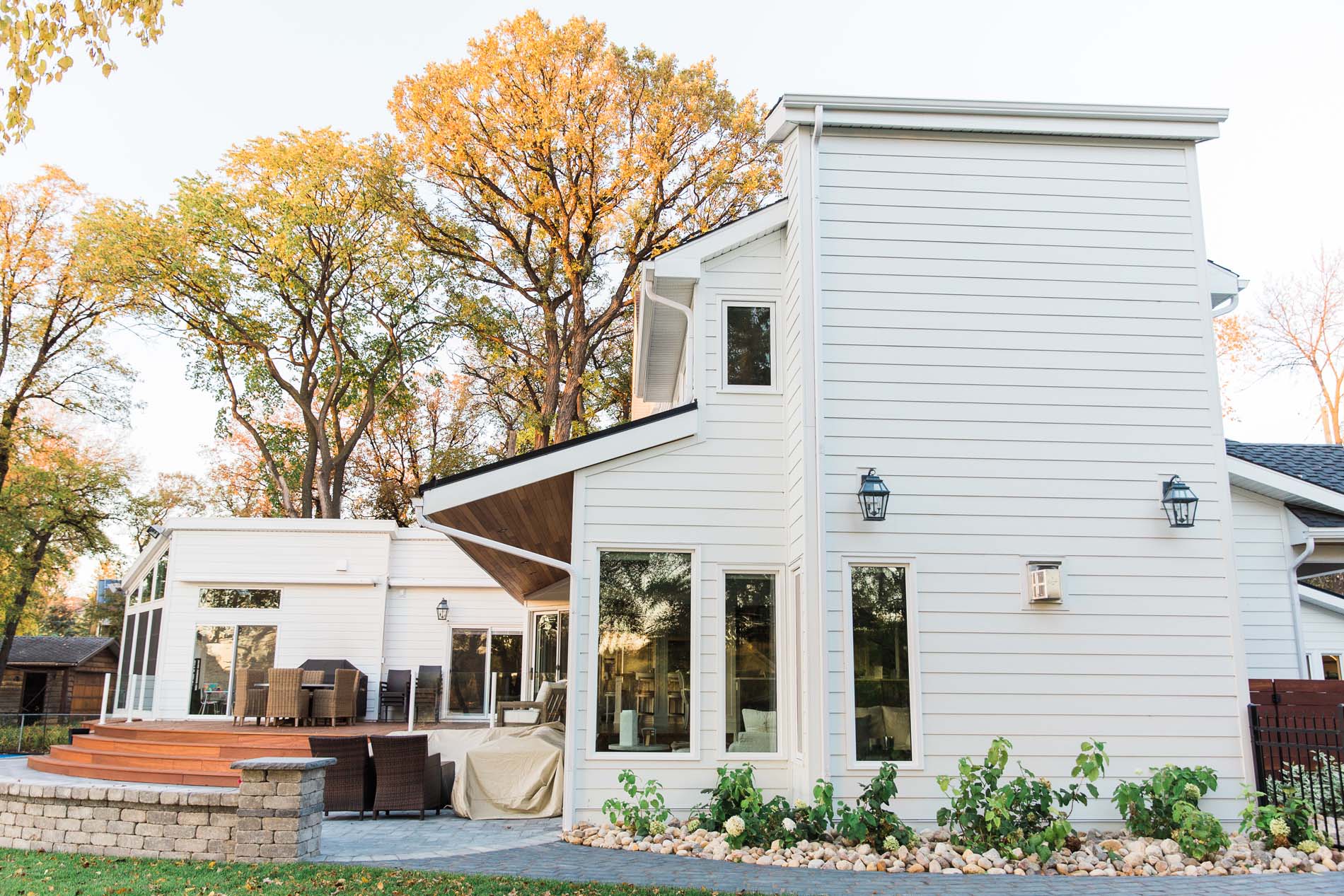 Above All siding project — white two-storey home